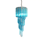 Murano Spiral Transparent Blue Prism Glass Chandelier by Bling Lighting Studio
