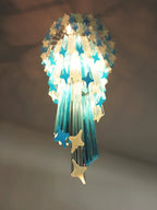 Murano Spiral Transparent Blue Prism Glass Chandelier product image