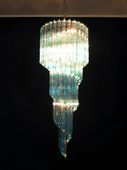 Murano Spiral Transparent Blue Prism Glass Chandelier product image