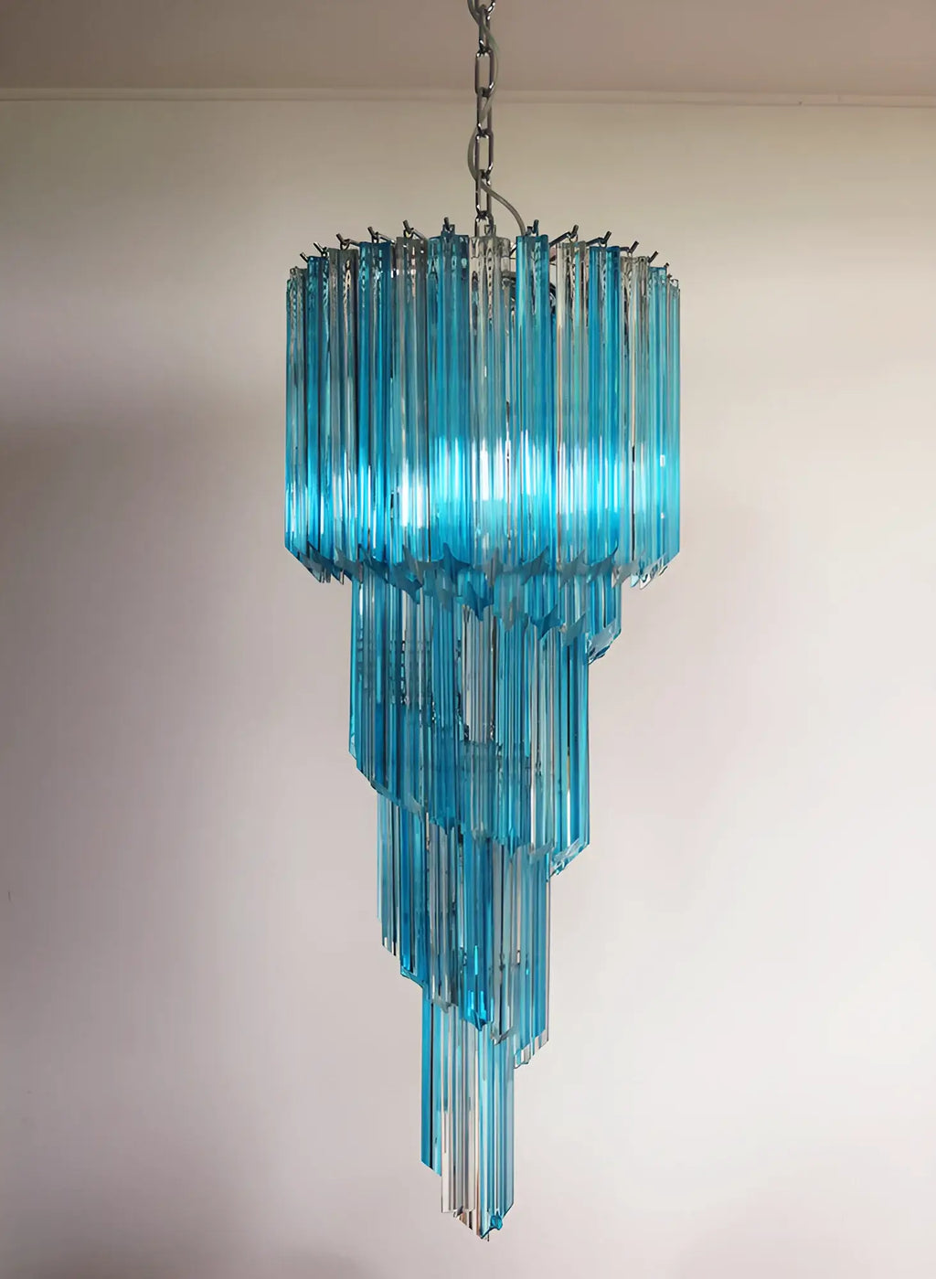 Murano Spiral Transparent Blue Prism Glass Chandelier product image