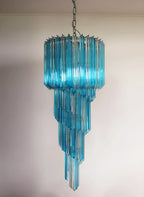 Murano Spiral Transparent Blue Prism Glass Chandelier product image