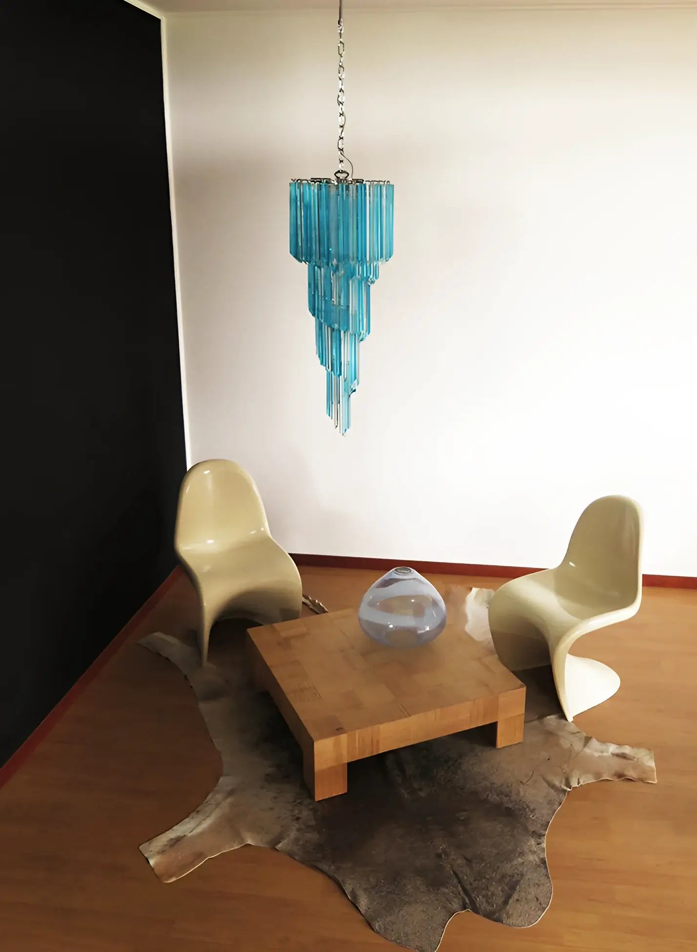 Murano Spiral Transparent Blue Prism Glass Chandelier additional product view
