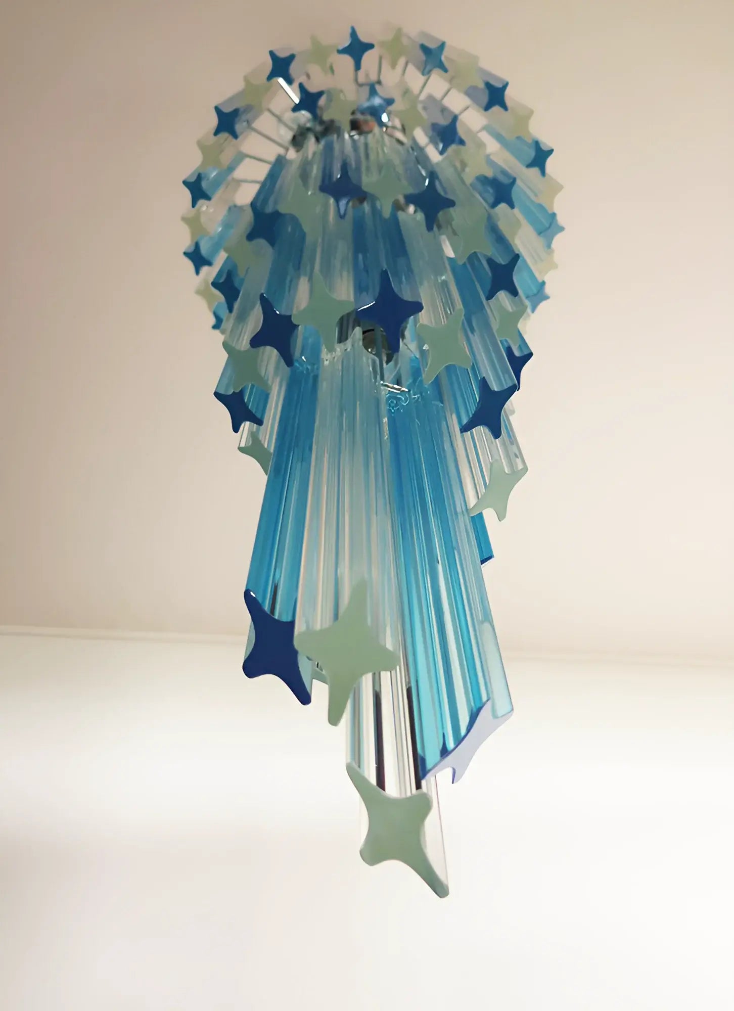 Murano Spiral Transparent Blue Prism Glass Chandelier product image