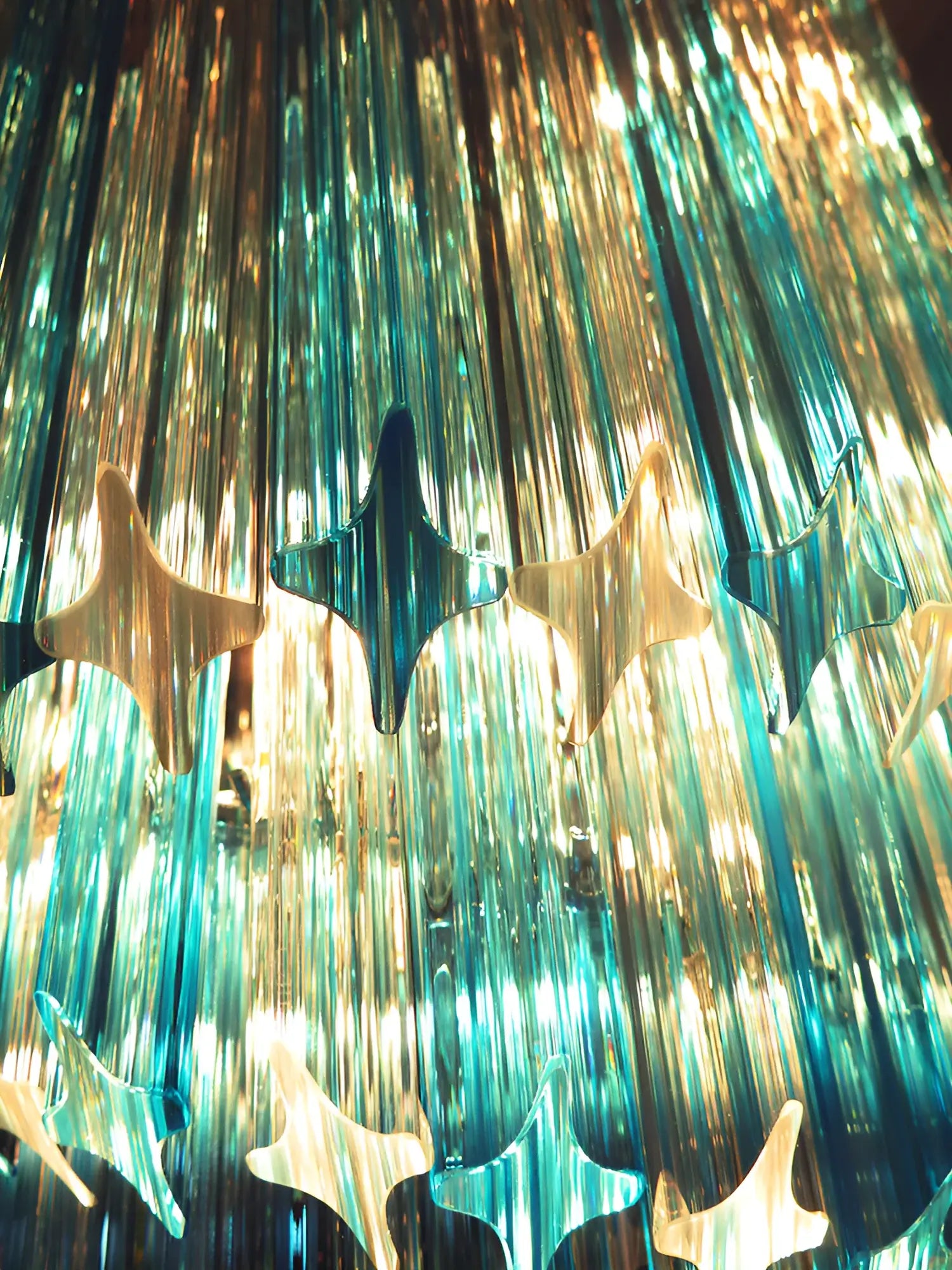 Murano Spiral Transparent Blue Prism Glass Chandelier product image