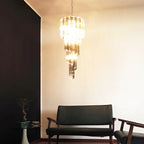 Murano Spiral Transparent Smoked Prism Glass Chandelier detail view