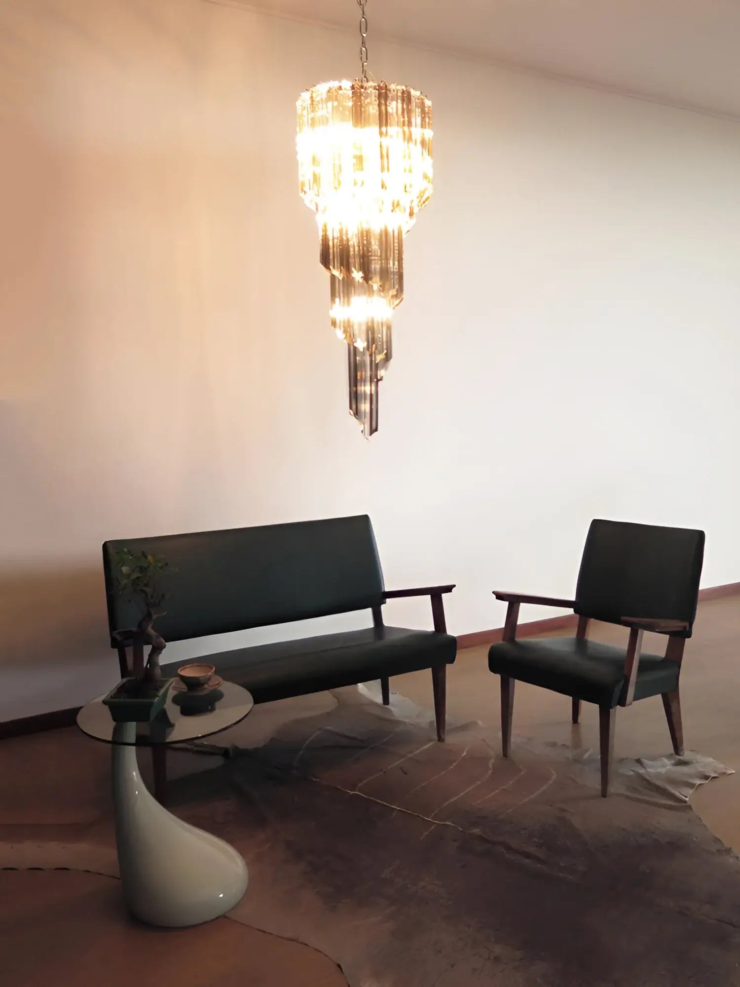 Murano Spiral Transparent Smoked Prism Glass Chandelier additional product view