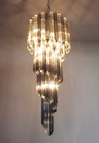 Murano Spiral Transparent Smoked Prism Glass Chandelier product image