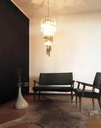 Murano Spiral Transparent Smoked Prism Glass Chandelier material and finish detail