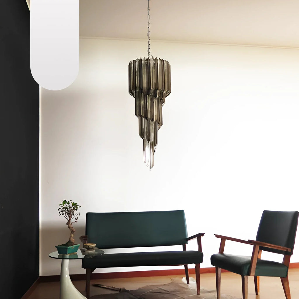 Murano Spiral Transparent Smoked Prism Glass Chandelier product image