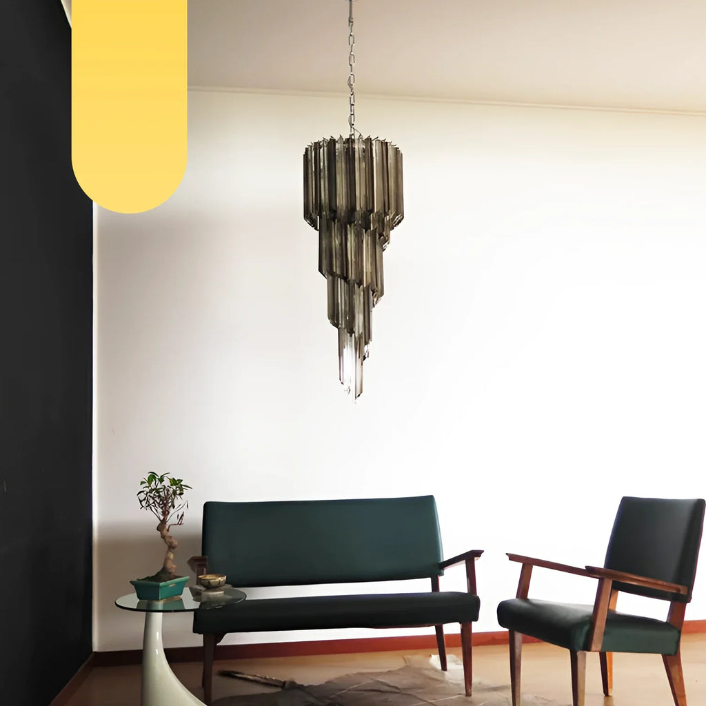 Murano Spiral Transparent Smoked Prism Glass Chandelier product image