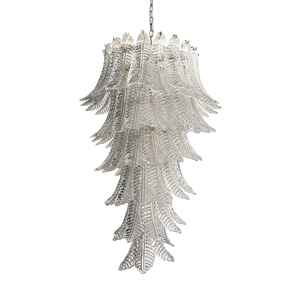 Murano Transparent Felch Spiral Chandelier by Bling Lighting Studio