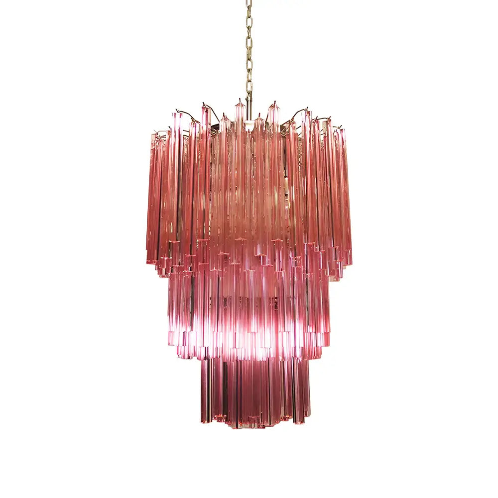 Murano Triedri Prisms Pink Chandelier by Bling Lighting Studio