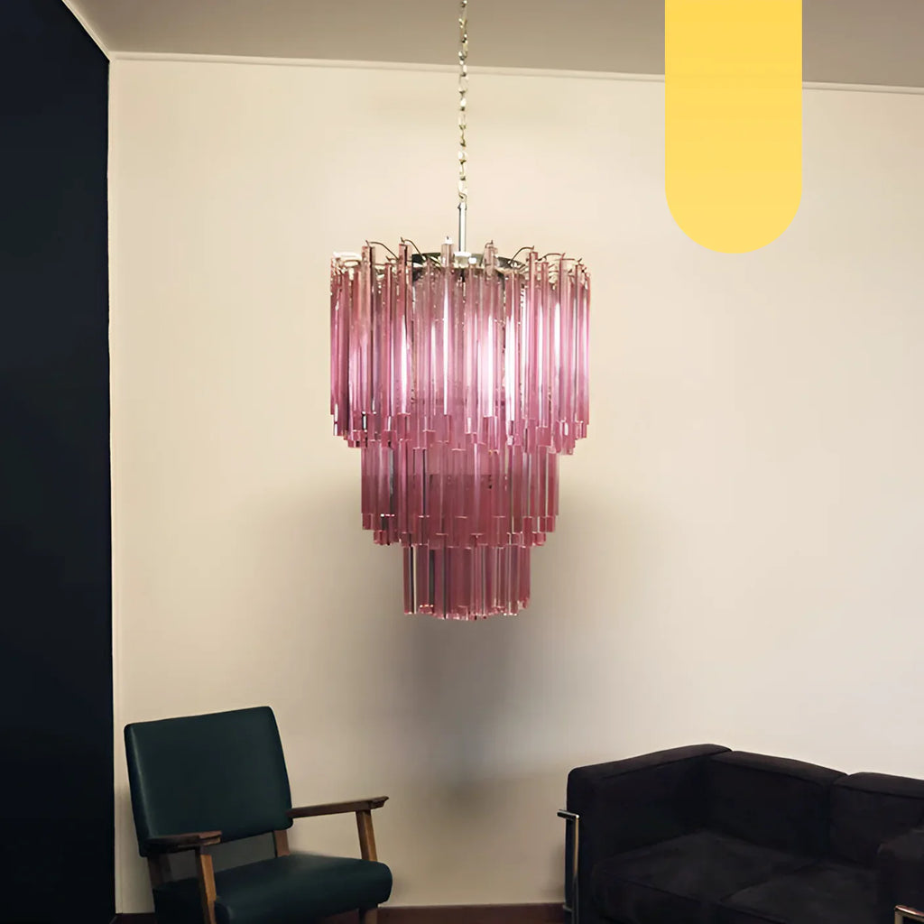 Murano Triedri Prisms Pink Chandelier product image