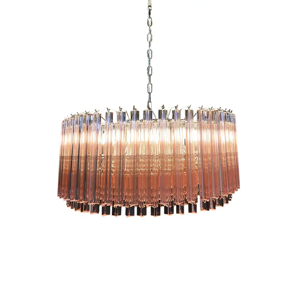 Murano Triedri Round Prisms Pink Chandelier by Bling Lighting Studio