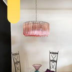 Murano Triedri Round Prisms Pink Chandelier product image