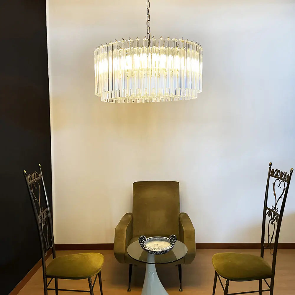 Murano Round Prisms Transparent Chandelier detail view