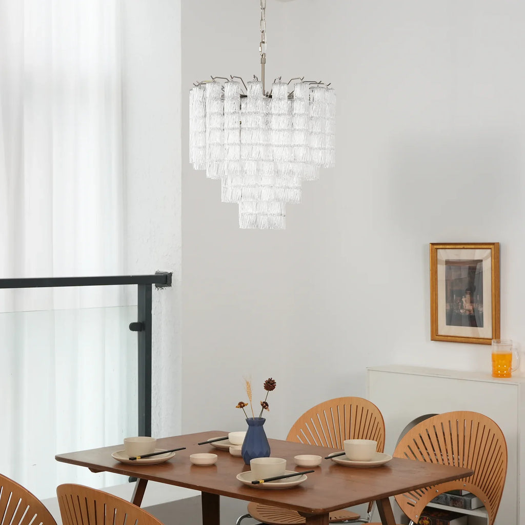 Murano Wave Glass Tube Chandelier material and finish detail