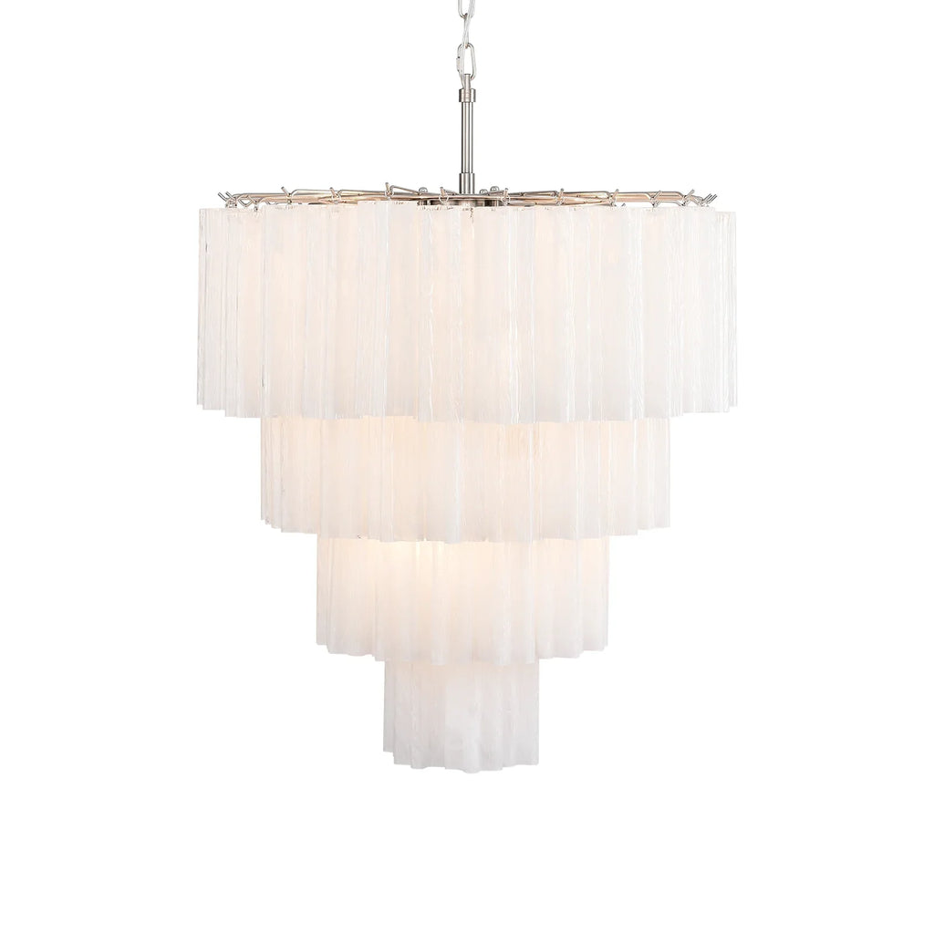 Murano White Glass Tubes Chandelier by Bling Lighting Studio