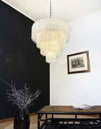 Murano White Glass Tubes Chandelier product image