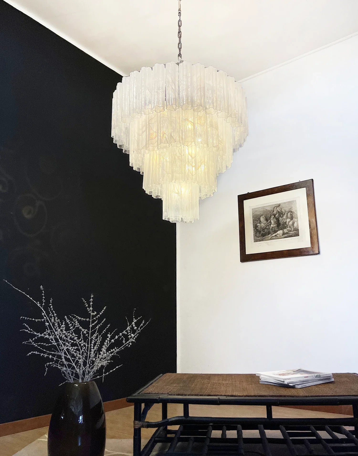 Murano White Glass Tubes Chandelier product image