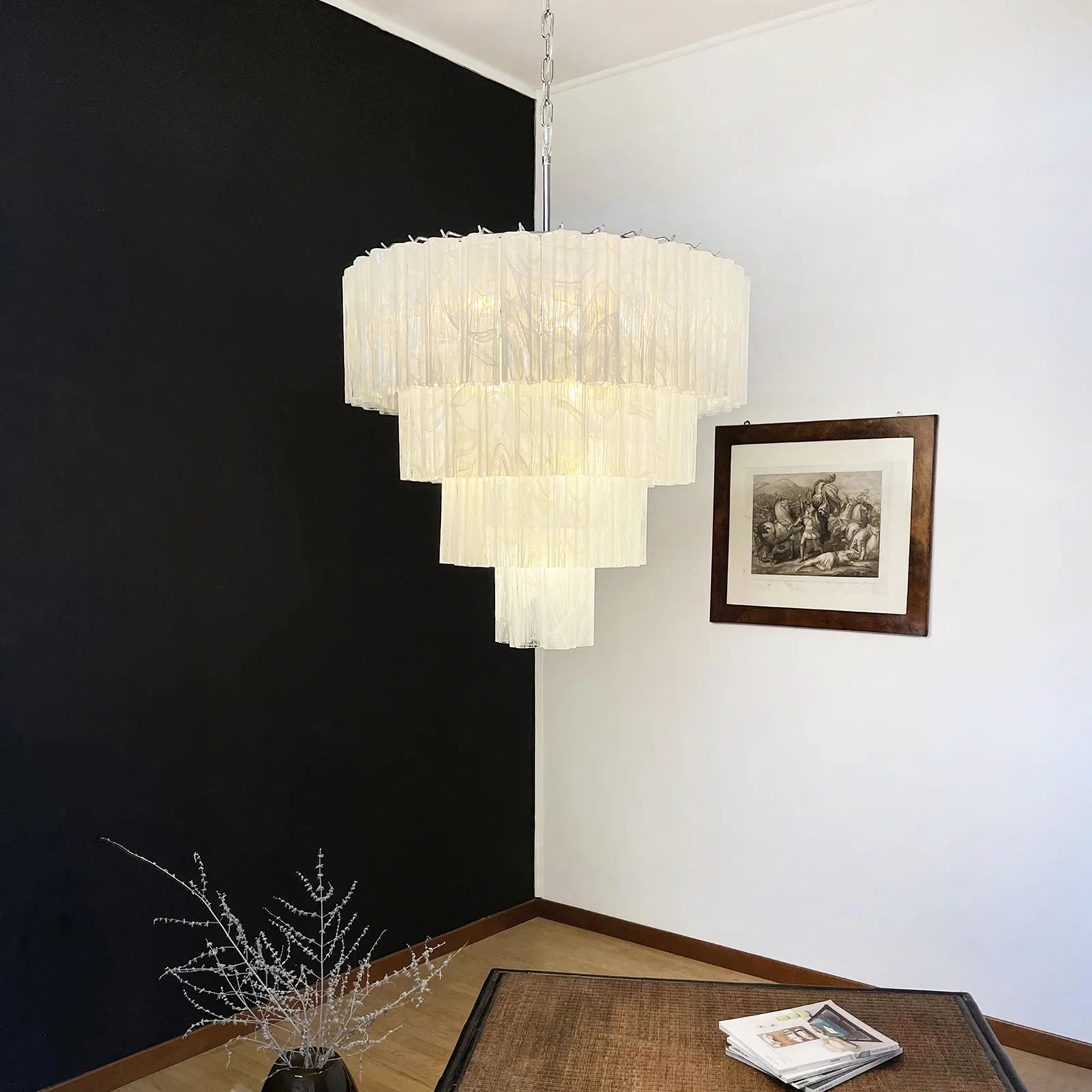 Murano White Glass Tubes Chandelier additional product view