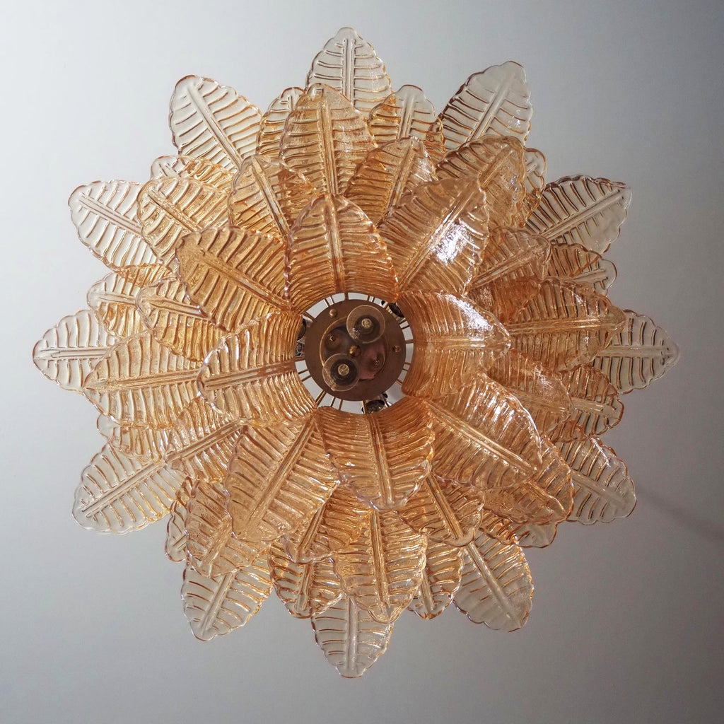 Amber Glass Leaf Chandelier Glass lighting by Bling Lighting Studio