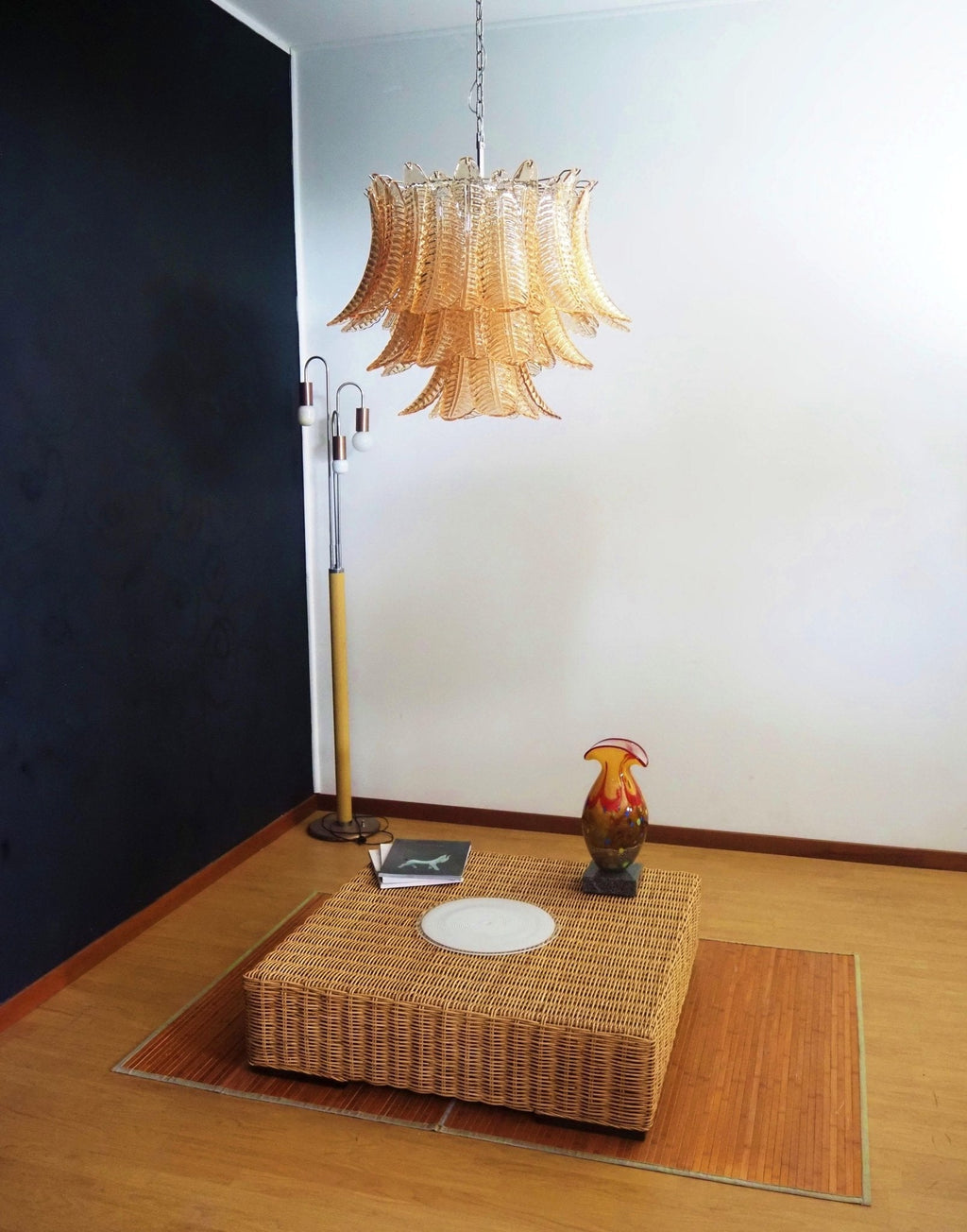 Amber Glass Leaf Chandelier Glass lighting by Bling Lighting Studio