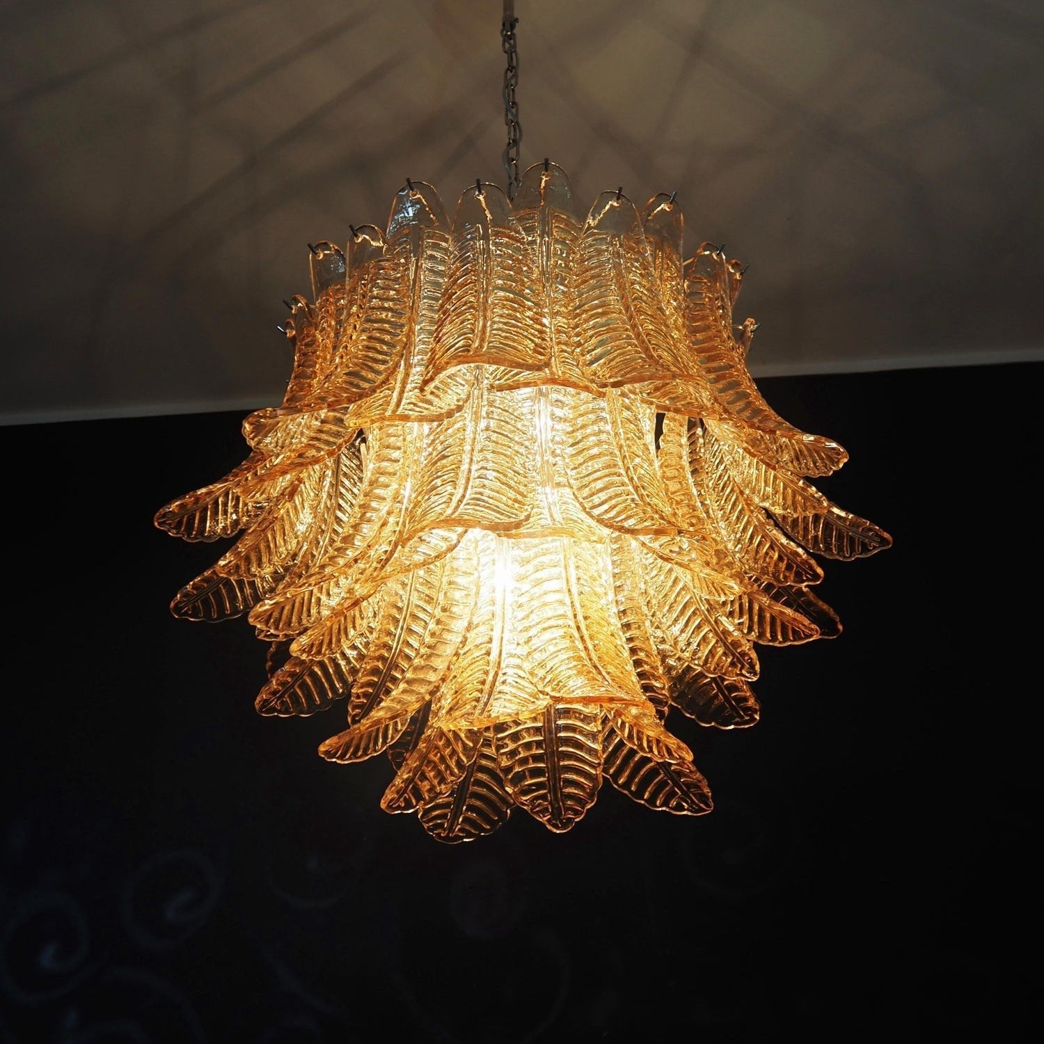 Amber Glass Leaf Chandelier Glass lighting by Bling Lighting Studio