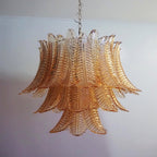 Amber Glass Leaf Chandelier Glass lighting by Bling Lighting Studio