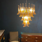 Amber Glass Petals Chandelier Glass lighting by Bling Lighting Studio