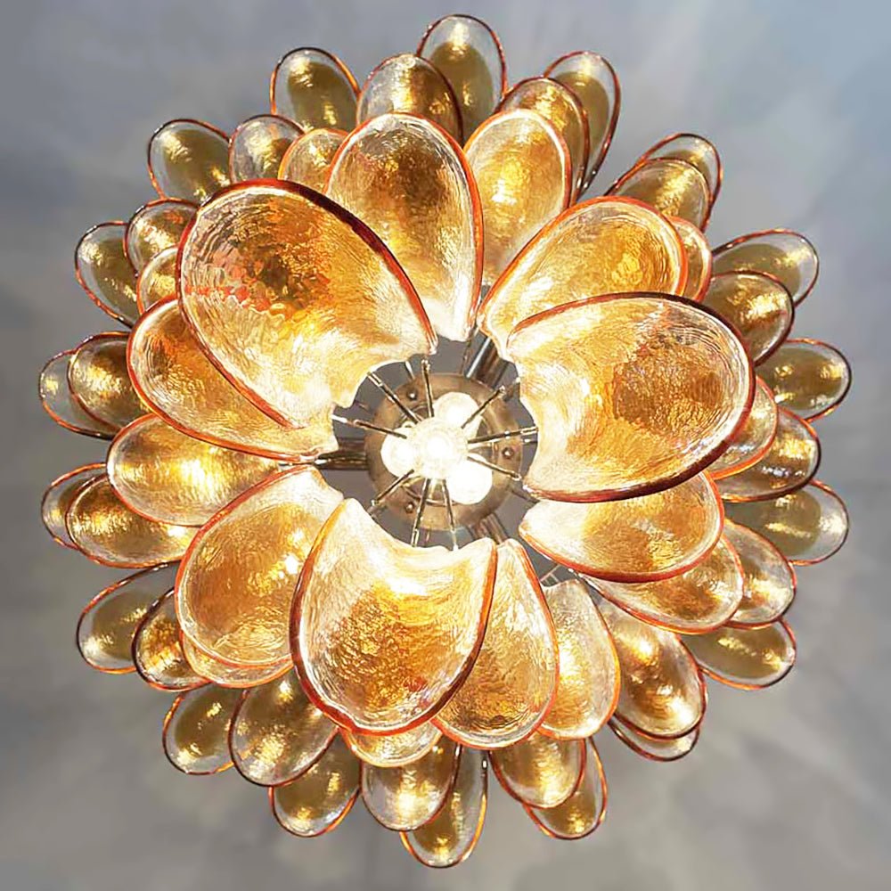 Amber Glass Petals Chandelier Glass lighting by Bling Lighting Studio