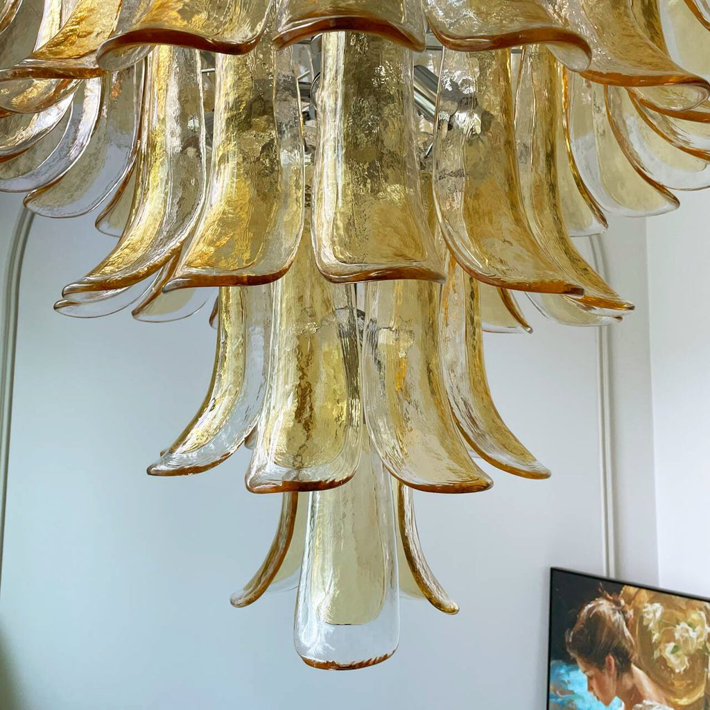 Amber Glass Petals Chandelier Glass lighting by Bling Lighting Studio