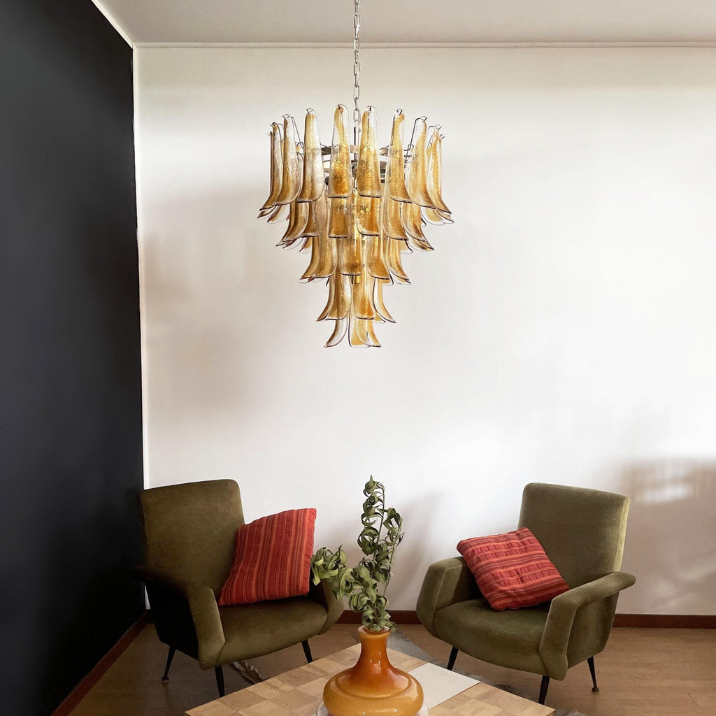 Amber Glass Petals Chandelier Glass lighting by Bling Lighting Studio