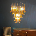 Amber Glass Petals Chandelier Glass lighting by Bling Lighting Studio
