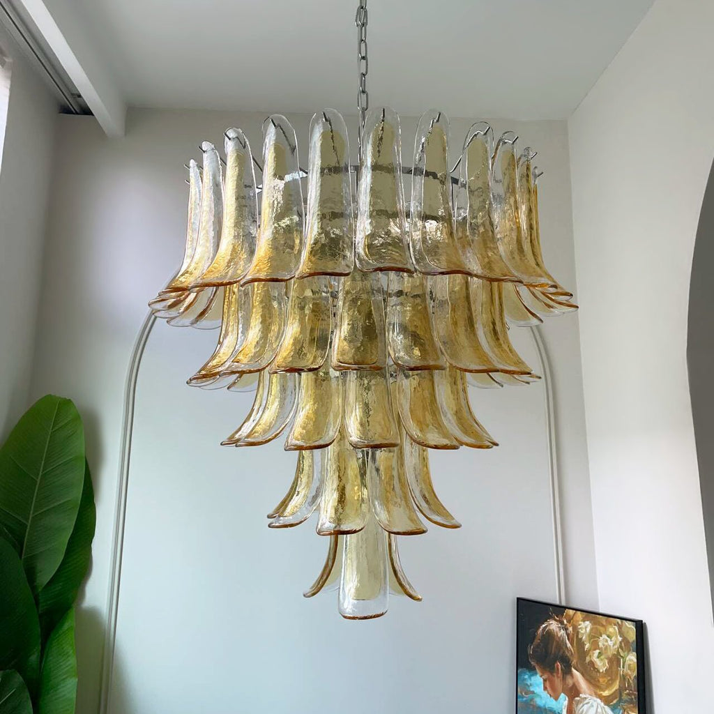 Amber Glass Petals Chandelier Glass lighting by Bling Lighting Studio