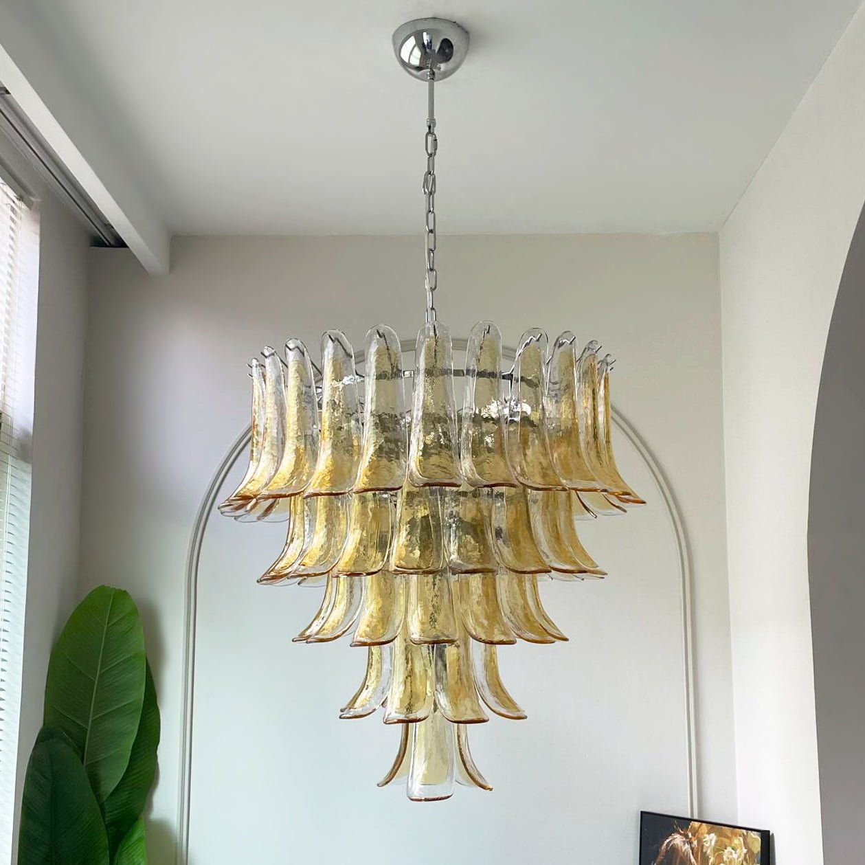 Amber Glass Petals Chandelier Glass lighting by Bling Lighting Studio