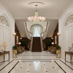 Murano Pink Disc Glass Chandelier product image