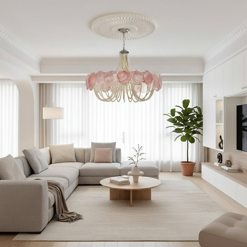 Murano Pink Disc Glass Chandelier additional product view