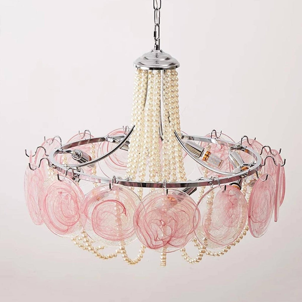 Murano Pink Disc Glass Chandelier product image
