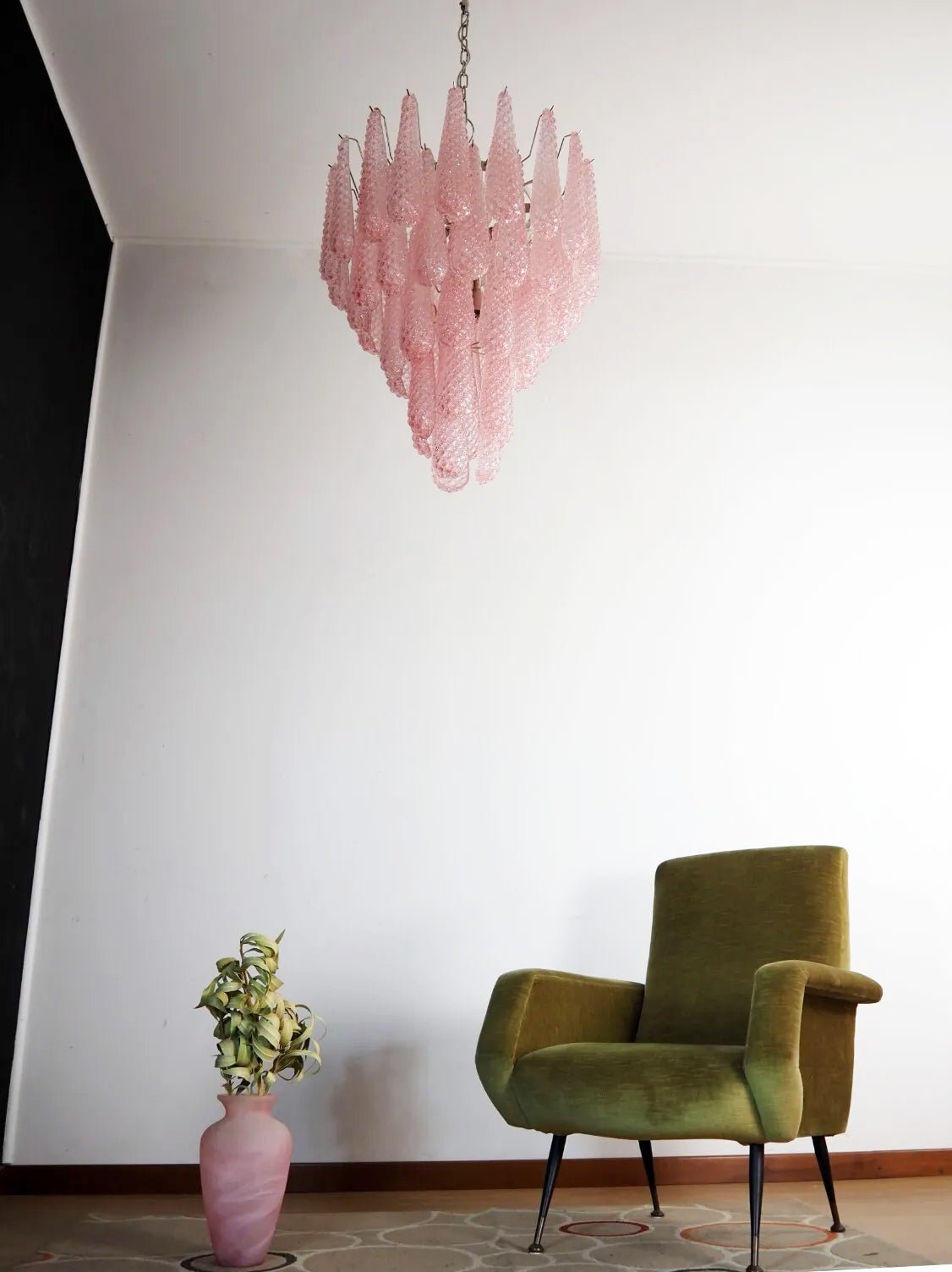 Modern Murano Pink Glass Dewdrop Chandelier product image