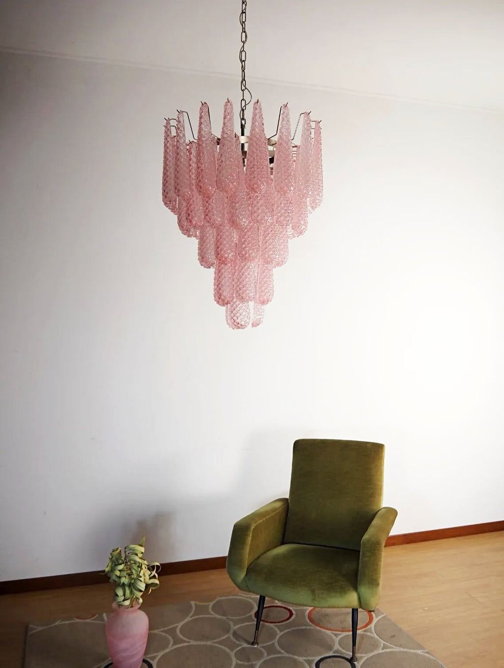 Modern Murano Pink Glass Dewdrop Chandelier product image