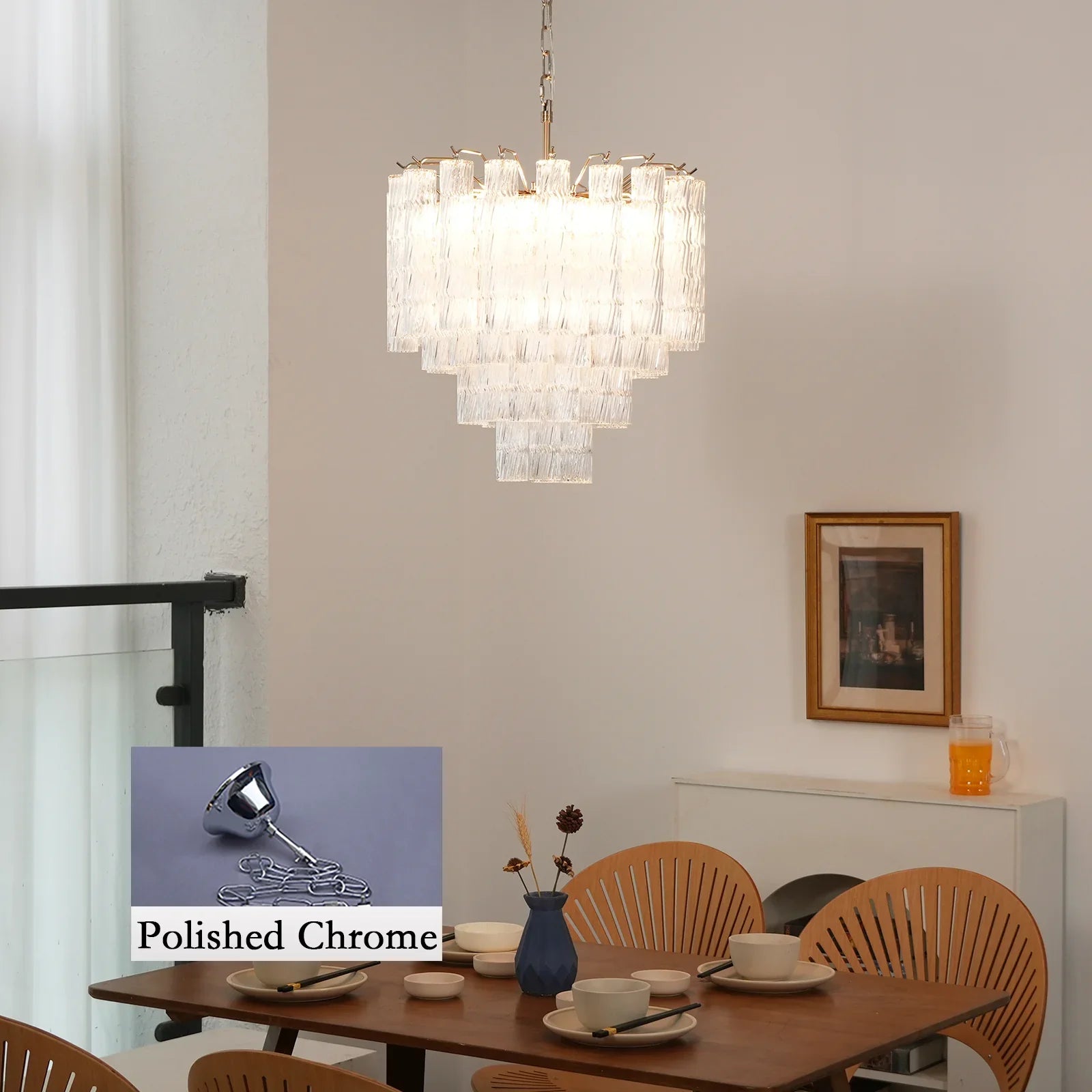 Murano Wave Glass Tube Chandelier product image