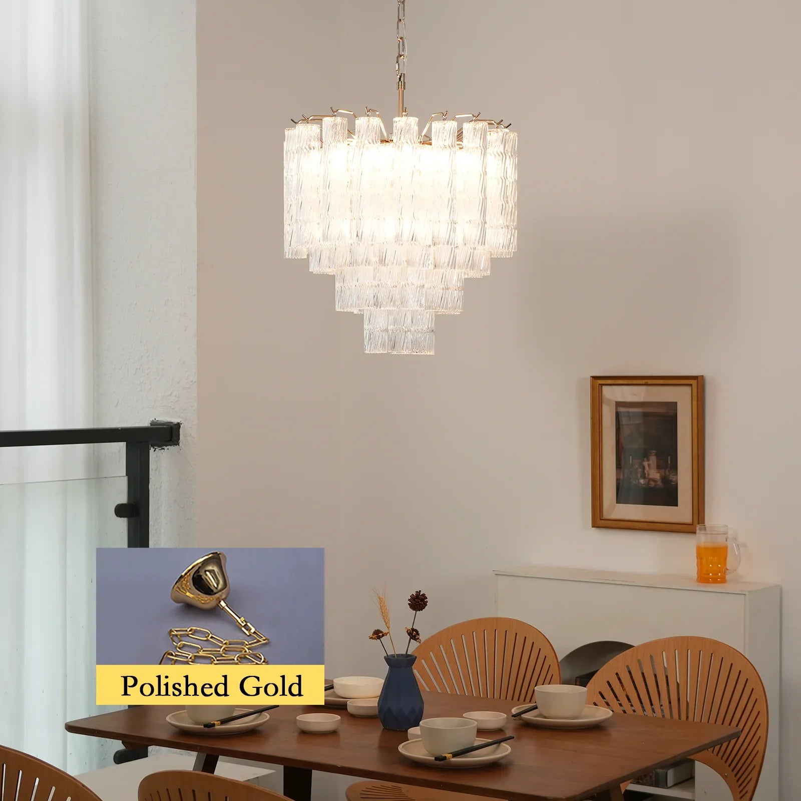 Murano Wave Glass Tube Chandelier product image
