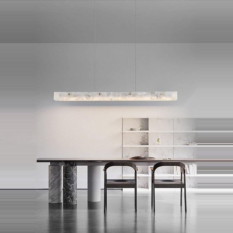 Natural Alabaster Kitchen Island Chandelier 60" by Bling Lighting Studio