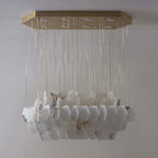 Natural Flake Alabaster Modern Chandelier by Bling Lighting Studio