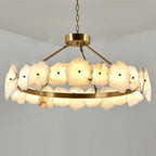 Natural Flake Alabaster Modern Round Chandelier by Bling Lighting Studio