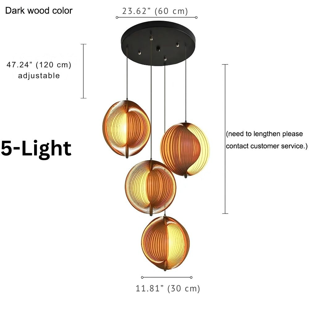 Nia Wood Staircase Chandelier for high ceiling staircase and foyer lighting