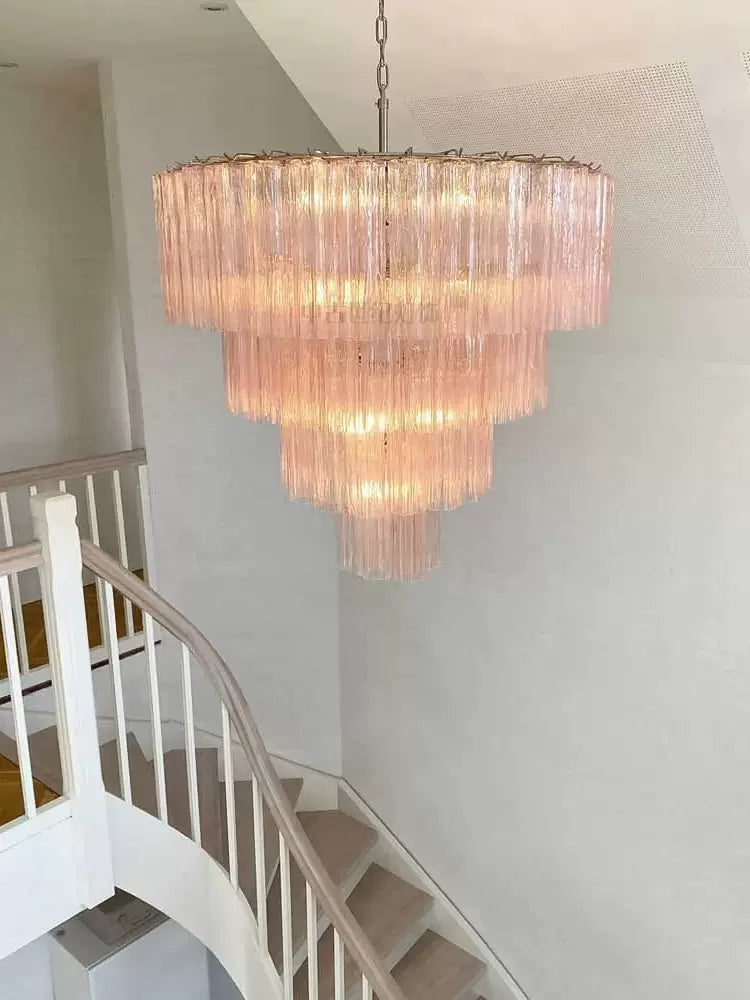 Pink Murano Star Shaped Glass Tube Chandelier product image