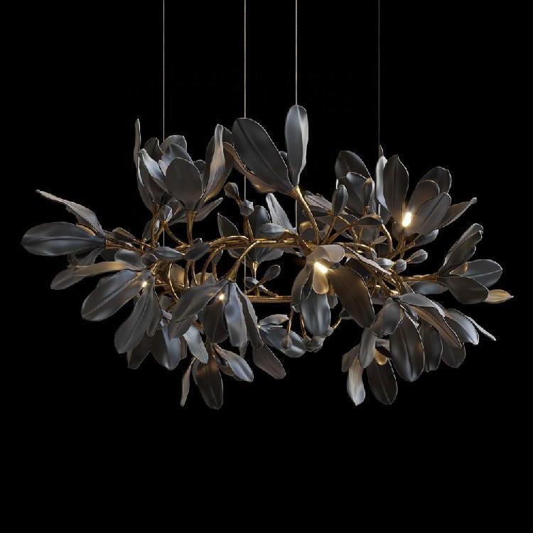 Octavia Black Branching Glass Flower Chandelier - A Captivating Blend of Beauty and Illumination : Enchanting Elegance