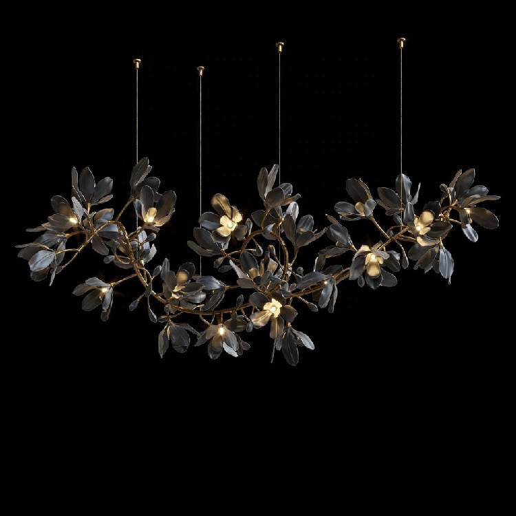 Octavia Black Branching Glass Flower Chandelier - A Captivating Blend of Beauty and Illumination : Enchanting Elegance